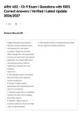 ARM 402 - Ch 9 Exam &vert; Questions with 100&percnt;&NewLine;Correct Answers &vert; Verified &vert; Latest Update&NewLine;2026&sol;2027