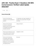 ARM 402 - Practice Exam 1 &vert; Questions with 100&percnt;&NewLine;Correct Answers &vert; Verified &vert; Latest Update&NewLine;2026&sol;2027