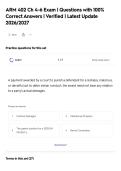 ARM 402 Ch 4-6 Exam &vert; Questions with 100&percnt;&NewLine;Correct Answers &vert; Verified &vert; Latest Update&NewLine;2026&sol;2027