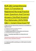 NUR 283 Comprehensive &NewLine;Exam 2 &lpar;Transition to &NewLine;Registered Nursing&rpar; Practice &NewLine;Exam Questions And Correct &NewLine;Answers &lpar;Verified Answers&rpar; &NewLine;Plus Rationales 2025&sol;2026 &NewLine;Q&A &vert; Instant Download Pdf 