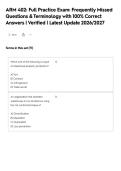 ARM 402&colon; Full Practice Exam&colon; Frequently Missed&NewLine;Questions & Terminology with 100&percnt; Correct&NewLine;Answers &vert; Verified &vert; Latest Update 2026&sol;2027