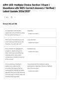 ARM 402&colon; Multiple Choice Section 1 Exam &vert;&NewLine;Questions with 100&percnt; Correct Answers &vert; Verified &vert;&NewLine;Latest Update 2026&sol;2027