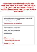 Family Medicine Shelf COMPREHENSIVE TEST &NewLine;BANK FINAL EXAM 2026-2027&sol;COMPLETE ACTUAL &NewLine;EXAM QUESTIONS AND CORRECT ANSWERS &NewLine;&lpar;VERIFIED ANSWERS&rpar; ALREADY GRADED A&plus; PASS &NewLine;GUARANTEED