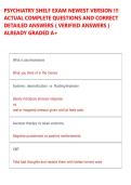 PSYCHIATRY SHELF EXAM NEWEST VERSION &excl;&excl;&excl; &NewLine;ACTUAL COMPLETE QUESTIONS AND CORRECT &NewLine;DETAILED ANSWERS &lpar; VERIFIED ANSWERS &rpar; &NewLine;ALREADY GRADED A&plus;  