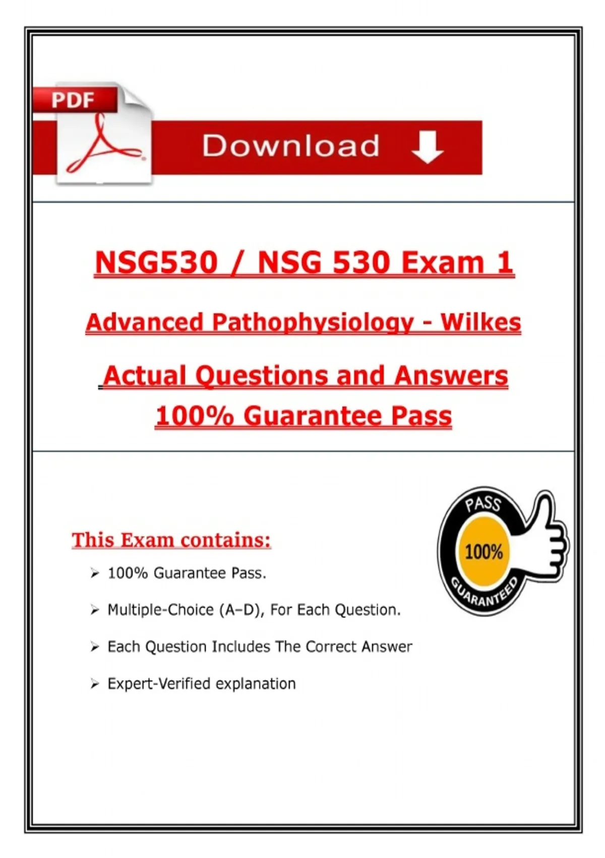 NSG 530 Exam 1 – Advanced Pathophysiology – (2026) Actual Questions ...