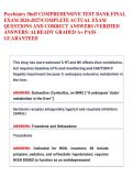 PSYCHIATRY SHELF EXAM NEWEST VERSION 