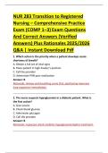 NUR 283 Transition to Registered &NewLine;Nursing &ndash; Comprehensive Practice &NewLine;Exam &lpar;COMP 1&ndash;3&rpar; Exam Questions &NewLine;And Correct Answers &lpar;Verified &NewLine;Answers&rpar; Plus Rationales 2025&sol;2026 &NewLine;Q&A &vert; Instant Download Pdf 