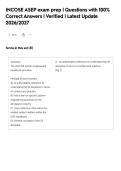 INCOSE ASEP exam prep &vert; Questions with 100&percnt;&NewLine;Correct Answers &vert; Verified &vert; Latest Update&NewLine;2026&sol;2027