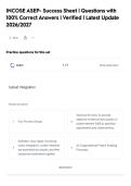INCOSE ASEP- Success Sheet &vert; Questions with&NewLine;100&percnt; Correct Answers &vert; Verified &vert; Latest Update&NewLine;2026&sol;2027