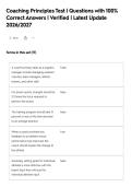 Coaching Principles Test &vert; Questions with 100&percnt;&NewLine;Correct Answers &vert; Verified &vert; Latest Update&NewLine;2026&sol;2027