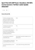 Sport First AID ASEP Exam &vert; Questions with 100&percnt;&NewLine;Correct Answers &vert; Verified &vert; Latest Update&NewLine;2026&sol;2027