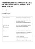 INCOSE ASEP&sol;CSEP EXAM PREP&comma; V5 &vert; Questions&NewLine;with 100&percnt; Correct Answers &vert; Verified &vert; Latest&NewLine;Update 2026&sol;2027