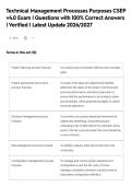 Technical Management Processes Purposes CSEP&NewLine;v4&period;0 Exam &vert; Questions with 100&percnt; Correct Answers&NewLine;&vert; Verified &vert; Latest Update 2026&sol;2027