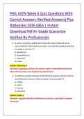 PHIL 447N Week 6 Quiz Questions With &NewLine;Correct Answers &lpar;Verified Answers&rpar; Plus &NewLine;Rationales 2026 Q&A &vert; Instant &NewLine;Download Pdf A&plus; Grade Guarantee &NewLine;Verified By Professionals 