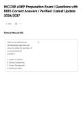 INCOSE ASEP Preparation Exam &vert; Questions with&NewLine;100&percnt; Correct Answers &vert; Verified &vert; Latest Update&NewLine;2026&sol;2027