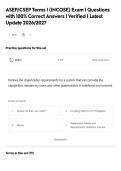 ASEP&sol;CSEP Terms I &lpar;INCOSE&rpar; Exam &vert; Questions&NewLine;with 100&percnt; Correct Answers &vert; Verified &vert; Latest&NewLine;Update 2026&sol;2027