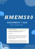 HMEMS80 Assignment 1 2026 Distinction &vert; Due 31 August 2026