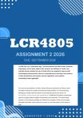 LCR4805 Assignment 2 2026 - Distinction &vert; Due September 2026