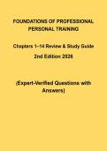 CanFitPro Foundations of Professional Personal Training Study Guide &vert; 2nd Edition &lpar;Chapters 1-14&rpar; &vert; Complete Questions with Verified Answers &vert; 2026&sol;2027 Edition &vert; Graded A&plus;