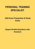 CanFitPro Personal Training Specialist Exam Prep &vert; Complete Questions with Verified Answers &vert; 2026&sol;2027 Edition &vert; Graded A&plus;