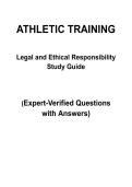 Athletic Training Legal and Ethical Responsibilities Practice Test &vert; Complete Questions with Verified Answers &vert; 2026&sol;2027 Edition &vert; Graded A&plus;&NewLine;