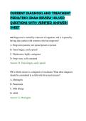 CURRENT DIAGNOSIS AND TREATMENT&NewLine;PEDIATRICS EXAM REVIEW SOLVED&NewLine;QUESTIONS WITH VERIFIED ANSWERS&NewLine;SHEET&NewLine;