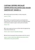 CUSTOMS CERTIFIED SPECIALIST&NewLine;CERTIFICATION EVALUATION 2026 SOLVED&NewLine;QUESTION SET GRADED A&plus;