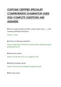 CUSTOMS CERTIFIED SPECIALIST&NewLine;COMPREHENSIVE EXAMINATION GUIDE&NewLine;2026 COMPLETE QUESTIONS AND&NewLine;ANSWERS&NewLine;