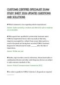 CUSTOMS CERTIFIED SPECIALIST EXAM&NewLine;STUDY SHEET 2026 UPDATED QUESTIONS&NewLine;AND SOLUTIONS