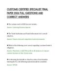 CUSTOMS CERTIFIED SPECIALIST FINAL&NewLine;PAPER 2026 FULL QUESTIONS AND&NewLine;CORRECT ANSWERS