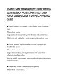 CVENT EVENT MANAGEMENT CERTIFICATION&NewLine;2026 REVISION NOTES AND STRUCTURED&NewLine;EVENT MANAGEMENT PLATFORM OVERVIEW&NewLine;GUIDE&NewLine;