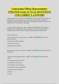 Contracting Officer Representative &NewLine;UPDATED Exam ACTUAL QUESTIONS &NewLine;AND CORRECT ANSWERS