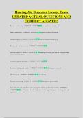 Hearing Aid Dispenser License Exam &NewLine;UPDATED ACTUAL QUESTIONS AND &NewLine;CORRECT ANSWERS