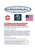 CJ 320 CRIMINAL LAW UPDATED EXAMS TEST PAPER QUESTIONS AND ANSWERS SURE