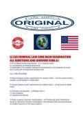 CJ 320 CRIMINAL LAW CORE MAIN EXAMINATION ALL QUESTIONS AND ANSWERS SURE