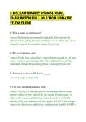 5 DOLLAR TRAFFIC SCHOOL FINAL&NewLine;EVALUATION FULL SOLUTION UPDATED&NewLine;STUDY GUIDE&NewLine;