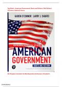 Test Bank &ndash; American Government&colon; Roots and Reform &lpar;14th Edition&rpar;&NewLine;O'Connor&comma; Sabato & Yanus &vert; Complete Coverage &vert; Exam-Ready &vert; Rated A&plus;