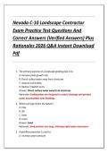 Nevada C-10 Landscape Contractor &NewLine;Exam Practice Test Questions And &NewLine;Correct Answers &lpar;Verified Answers&rpar; Plus &NewLine;Rationales 2026 Q&A Instant Download &NewLine;Pdf