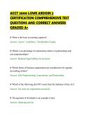 ACCT 2000 LOWE ARDOIN 2&NewLine;CERTIFICATION COMPREHENSIVE TEST&NewLine;QUESTIONS AND CORRECT ANSWERS&NewLine;GRADED A&plus;