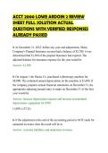 ACCT 2000 LOWE ARDOIN 2 REVIEW&NewLine;SHEET FULL SOLUTION ACTUAL&NewLine;QUESTIONS WITH VERIFIED RESPONSES&NewLine;ALREADY PASSED&NewLine;