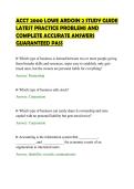 ACCT 2000 LOWE ARDOIN 2 STUDY GUIDE&NewLine;LATEST PRACTICE PROBLEMS AND&NewLine;COMPLETE ACCURATE ANSWERS&NewLine;GUARANTEED PASS&NewLine;
