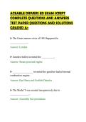 ACEABLE DRIVERS ED EXAM SCRIPT&NewLine;COMPLETE QUESTIONS AND ANSWERS&NewLine;TEST PAPER QUESTIONS AND SOLUTIONS&NewLine;GRADED A&plus;