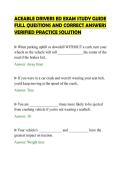 ACEABLE DRIVERS ED EXAM STUDY GUIDE&NewLine;FULL QUESTIONS AND CORRECT ANSWERS&NewLine;VERIFIED PRACTICE SOLUTION&NewLine;
