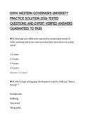 D094 WESTERN GOVERNORS UNIVERSITY&NewLine;PRACTICE SOLUTION 2026 TESTED&NewLine;QUESTIONS AND EXPERT VERIFIED ANSWERS&NewLine;GUARANTEED TO PASS&NewLine;