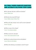 D117 FINAL PAPER COMPLETE QUESTIONS&NewLine;AND ACCURATE SOLUTIONS STUDY GUIDE