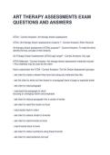 ART THERAPY ASSESSMENTS EXAM QUESTIONS AND ANSWERS