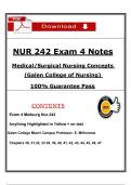 NUR 242 Notes &lpar;Exams 1 - 4&rpar; &ndash; Complete Package Bundle &lpar;PDF&rpar;