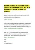 ADVANCED HEALTH ASSESSMENT QUIZ 1&NewLine;CERTIFICATION PREP ACTUAL TEST WITH&NewLine;VERIFIED SOLUTIONS 100 PERCENT&NewLine;CORRECT