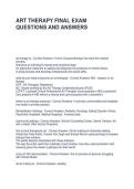 ART THERAPY FINAL EXAM QUESTIONS AND ANSWERS