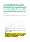 Tennessee Industrial Safety Harness &NewLine;Inspector Exam Practice Questions And &NewLine;Correct Answers &lpar;Verified Answers&rpar; Plus &NewLine;Rationale 2026 Q&A&vert; Instant Download &NewLine;Pdf 